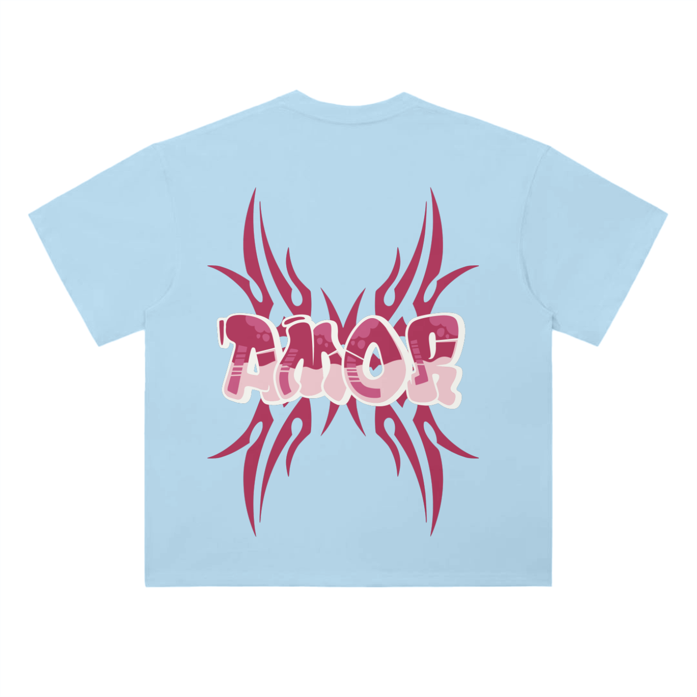 Amor Red Tribal Drop Shoulder T-Shirt