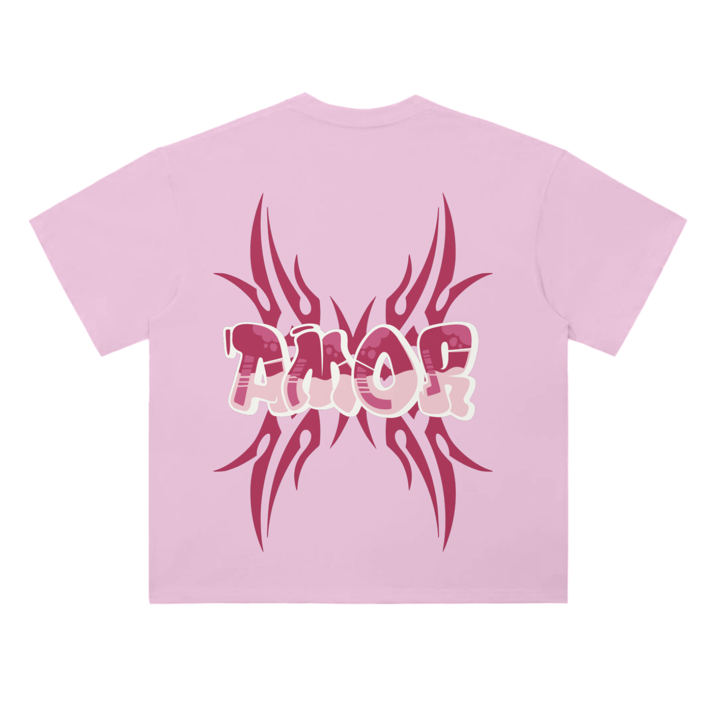 Amor Red Tribal Drop Shoulder T-Shirt