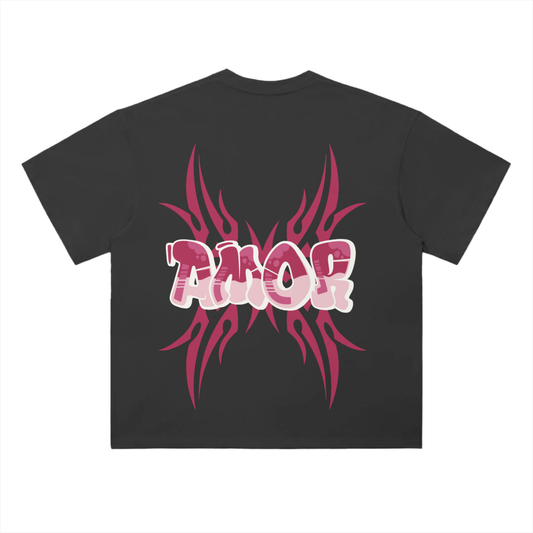 Amor Red Tribal Drop Shoulder T-Shirt