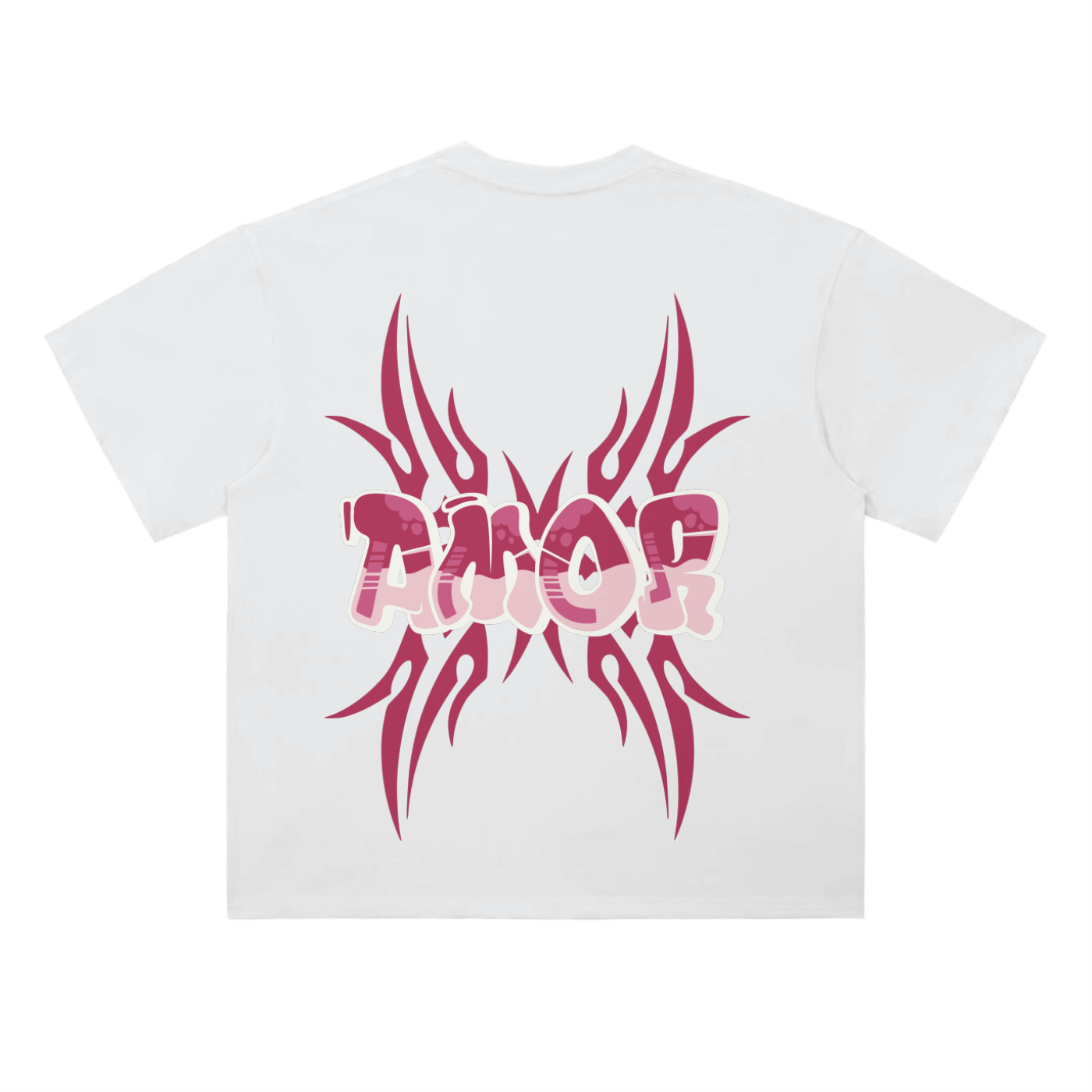Amor Red Tribal Drop Shoulder T-Shirt