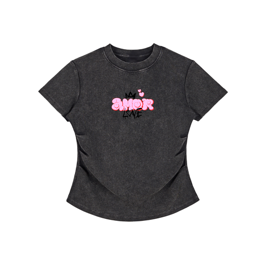 Amor Love Bodycon Cotton Tee – Vintage Wash